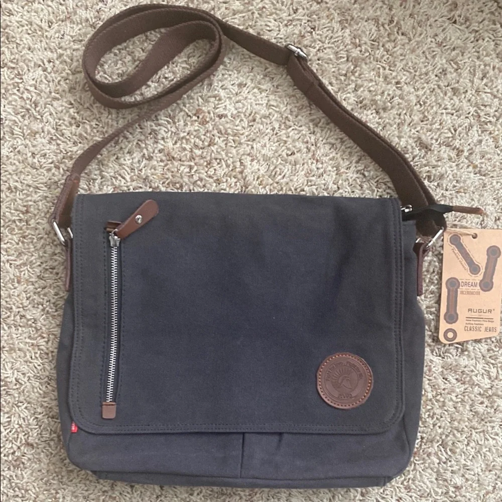 Augur Strauss & Co. Vintage Canvas Messenger Bag Crossbody Sling Bag
